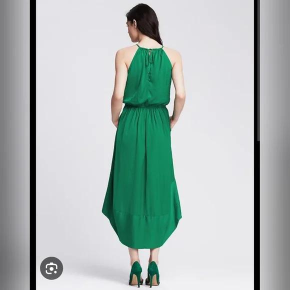 Banana Republic Size 2 Colorblock Elegant Emerald Green Formal Patio Dress - Picture 3 of 17